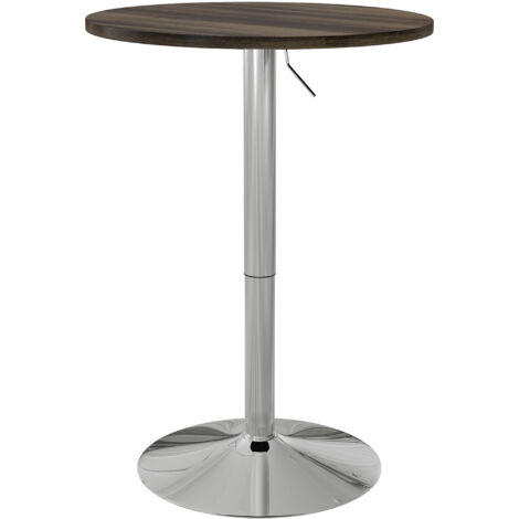 Table de cuisine haute, table ronde à bar élevé pour 2 personnes, planche rotative réglable à 360°, 60x60x91 cm (1/5)