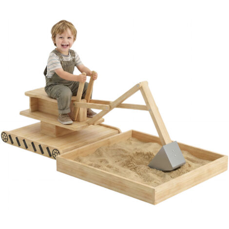 Bac à sable en bois pour enfants avec pelle d’excavation, bac à sable pour enfants avec siège rotatif à 360° et doublure naturelle de 184x90x56 cm