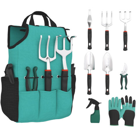 Ensemble d’outils de jardinage en aluminium de 9 pièces avec cisailles à taille et sac de jardin léger Secure Lock (1/5)