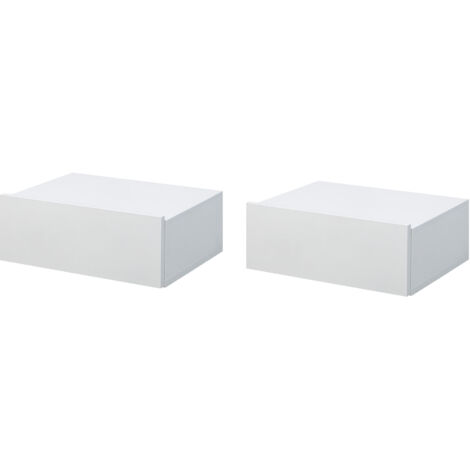 Ensemble de 2 tables de chevet flottantes avec un tiroir mural de style moderne pour chambre 40x30x15 cm blanc (1/5)