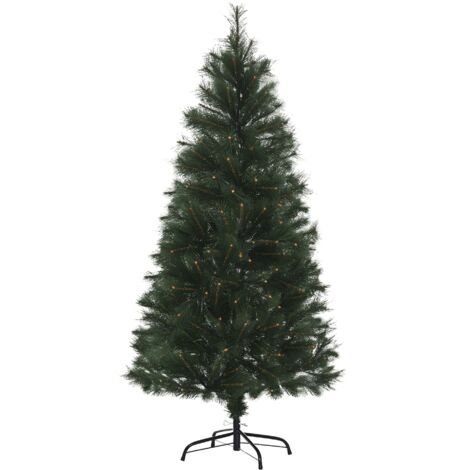 Petit sapin artificiel 150 cm aux aiguilles de pin ignifugées. Support en acier et base pliable, décoration discrète et naturelle pour votre maison. (1/5)