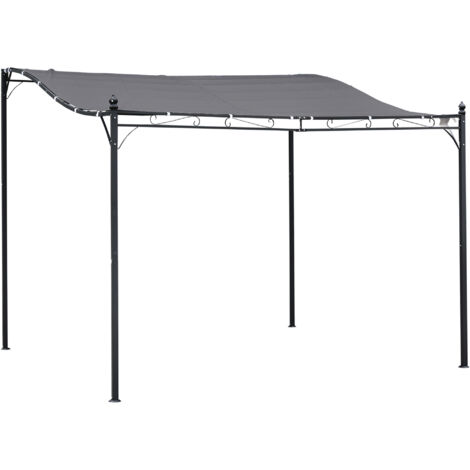 Gazebo de jardin Pergola 3x3 m avec auvent et 16 trous de drainage pour terrasse Terrasse Métal et polyester 180 g/m² Gris résistant (1/5)
