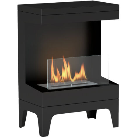 Cuisinière à bioéthanol autoportante avec réservoir 0,9 L Arrête-flammes en acier inoxydable Temps de combustion 3,3H noir (1/5)