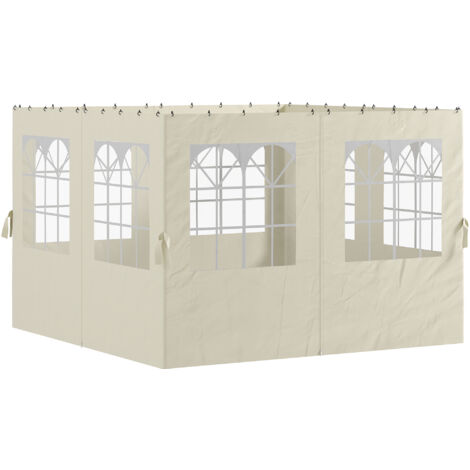 Murs latéraux de remplacement pour pergola 3x3 m avec protection UV, fenêtres transparentes et rideaux réglables crème (1/5)