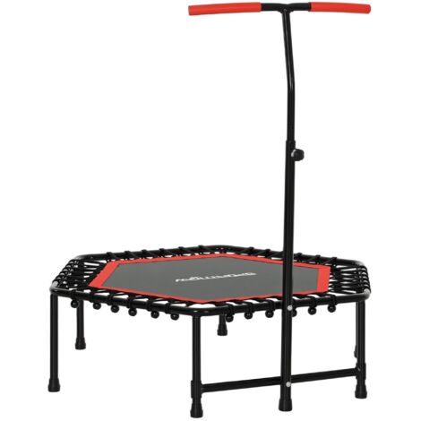 Trampoline de fitness 114x114x132 cm avec poignée réglable à 3 niveaux et cadre en acier rouge (1/5)
