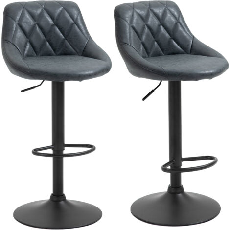 Ensemble de 2 tabourets pivotants avec fauteuils modernes hauts à hauteur réglable avec base ronde et repose-pieds 46x48x83-104 cm Noir (1/5)