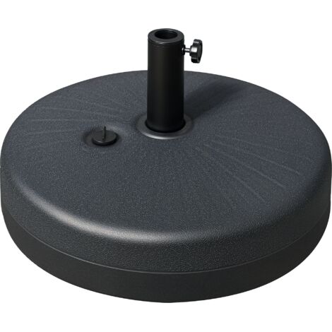 Base de parasol d’eau rechargeable de 22 kg Porte-parasol rond adapté aux poteaux portables de 38 mm/48 mm pour terrasse Ø51x30,5 cm Noir (1/5)