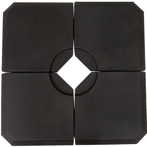Poids parasol,4 pièces. Porte-parapluie,peut être rempli avec 80 kg d’eau ou 120 kg de sable,HDPE,noir,100 x 100 x 9,5 cm