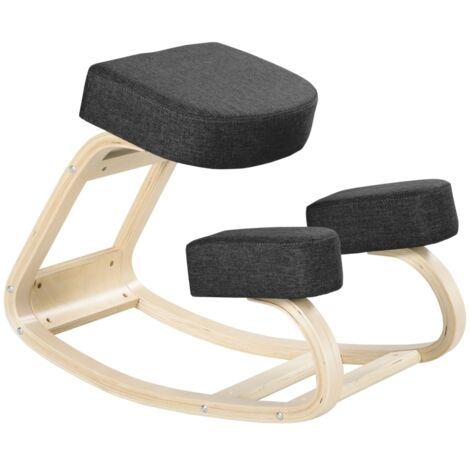 Chaise à genoux,tabouret ergonomique,tabouret rembourré pour une posture assise saine,bois de bouleau,charge de 120 kg,noir (1/5)