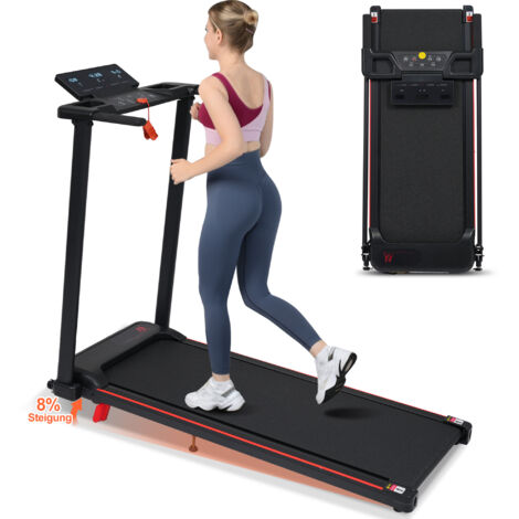 Tapis de course pliant 3,0 HP avec inclinaison 8 % et vitesse 1-12 km/h. Charge 120 kg,pieds réglables et commande rapide pour la maison.