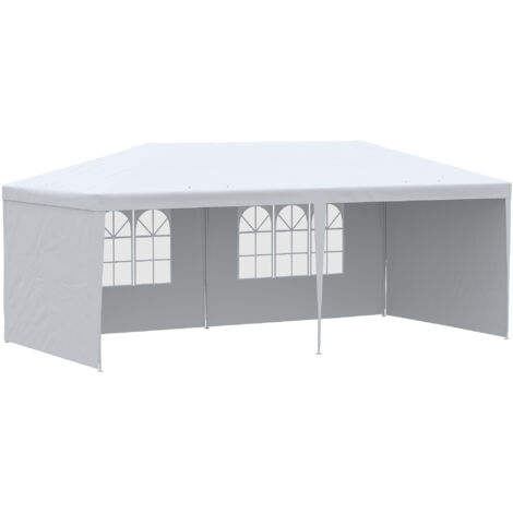 Tente de jardin 6x3 m avec 4 murs latéraux 2 fenêtres visibles Un kiosque extérieur pour les fêtes Événements Blanc (1/5)