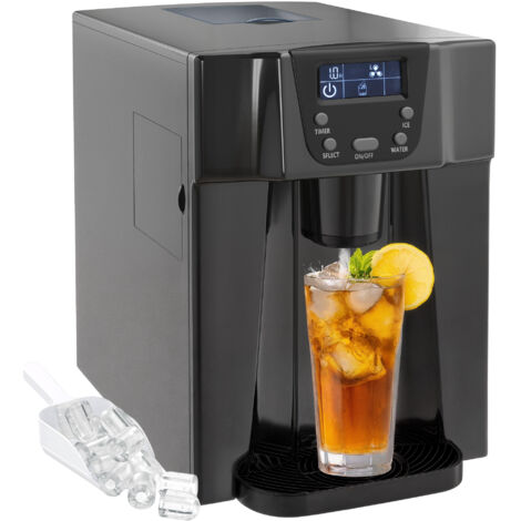 Machine à glaçons avec distributeur d'eau, ice maker, 12kg en 24h, 9 glaçons en 6-10 minutes, 25,2x38,9x36,3cm, noir