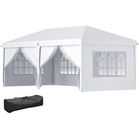 Tente pliante 5,85x2,95x2,7 m avec 4 panneaux 4 fenêtres 2 portes 1 sac anti-UV et 12 trous de drainage blancs (1/5)