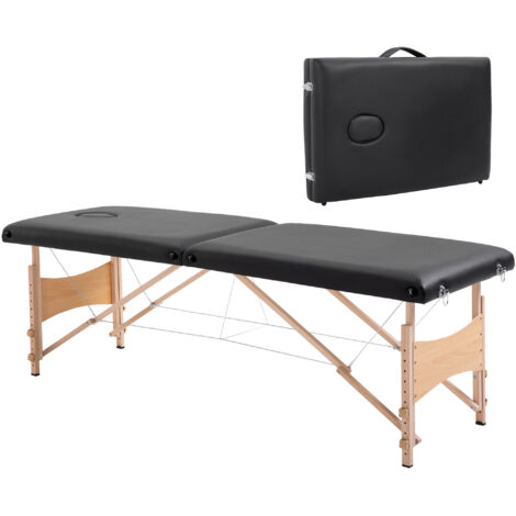 Table de massage portable réglable en hauteur, table de massage avec coussin amovible, poignée et sac, 186x60x58-81 cm, noire (1/5)