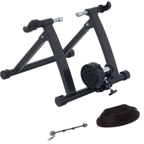 Rouleau d’entraînement vélo pliable noir, résistance magnétique. Compatible avec roues 26 à 28 pouces pour le cyclisme en intérieur. (1/5)