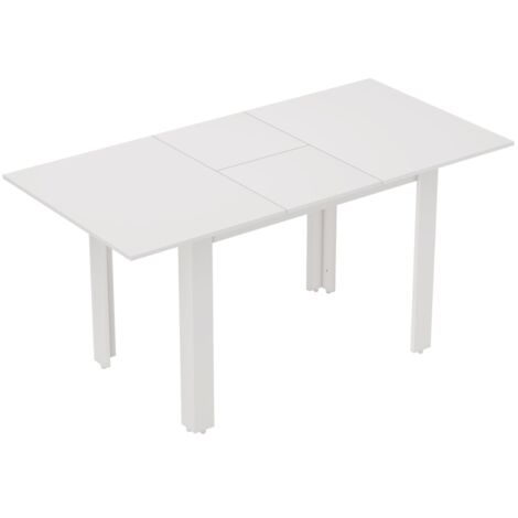 Table à manger extensible,120-160 x 70 cm,table de cuisine réglable pour 4 à 6 personnes,MDF,blanc brillant (1/5)