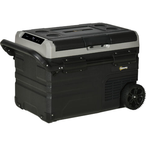 Refroidisseur 40L avec éclairage LED,réfrigérateur compresseur avec roues de transport,12/24V CC et 110-240V AC,gris et noir (1/5)