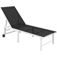 Chaise longue inclinable de jardin extérieure avec roulettes, dossier réglable en 5 positions et cadre en acier 166x60x84 cm gris
