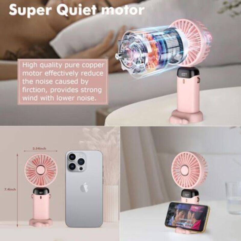Ventilateur de bureau mini USB pliant silencieux et rechargeable 3 vitesses brun clair Plomberie chauffage < Chauffag - Bricolage