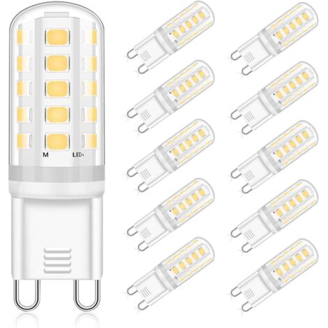 Lot de 10 ampoules LED G9 5 W équivalent halogène 40 W blanc naturel 3000 K, AC220-240 V LED G9, ampoule LED non dimmable sans scintillement, angle de faisceau 360° (1/4)