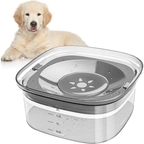 Gamelle anti éclaboussures pour chien et chat 2L – Matériau PC haute qualité – Couvercle latéral anti-débordement – Antidérapante