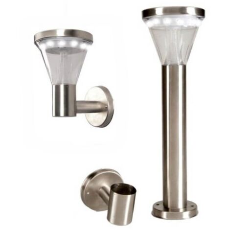 Terre Jardin – Lampe solaire de jardin 13 LED – Détecteur de luminosité – Installation murale ou au sol – 40 lumens – Métal – 45,7 cm de hauteur