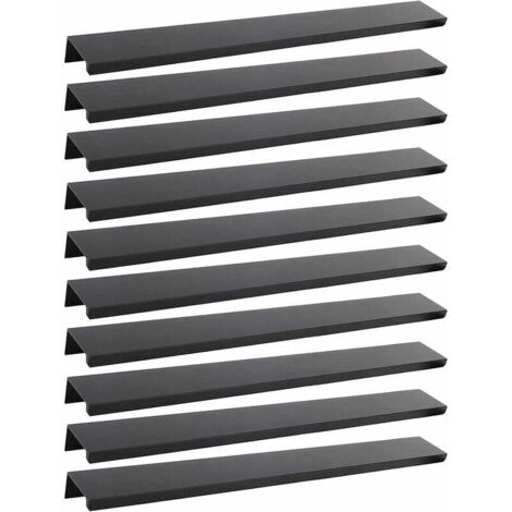 Lot de 10 poignées de meuble noir en alliage d'aluminium – Entraxe 200mm – Pour placards, tiroirs et armoires modernes