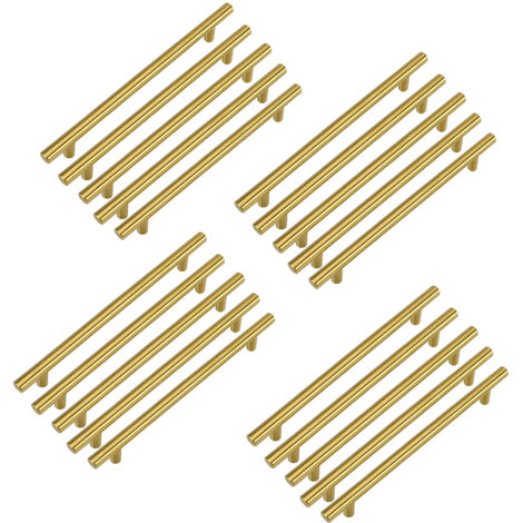 Freosen – Poignée de meuble dorée 128mm – Lot de 20 – Acier inoxydable et laiton brossé – Montage facile avec vis M4