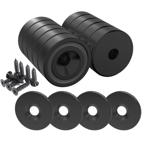 6 pcs Aimants en néodyme 10 KG force 20 x 7 mm avec trou et capsule, aimant en pot fraisé (Piano Noir) (1/5)