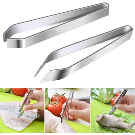 Pince à Arêtes De Poisson Pince Poisson Professionnelle Pince a Desareter En Inoxydable Pince à Épiler à Poisson 2Pcs Pince Plate Pour Poisson Pincette Pour Chef Cuisine Pinces Coudées Pinces Plates
