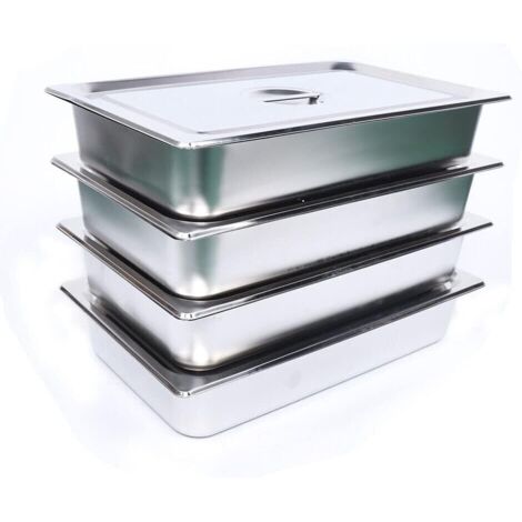 Senderpick – Lot de 4 récipients en acier inoxydable pour conservation au chaud – Dimensions 53.5 x 33 x 10 cm – Pour buffets et restauration