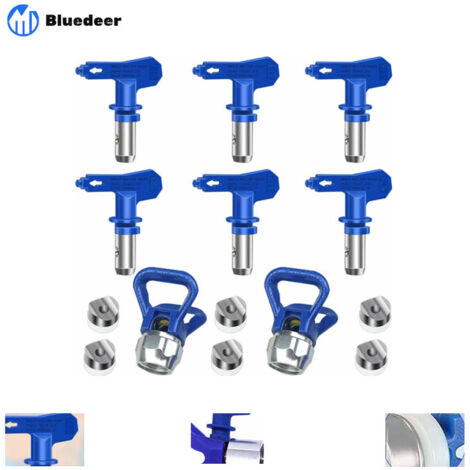 Bluedeer – Lot de 6 buses de pulvérisation airless réversibles – Acier inoxydable haute résistance – Tailles 211, 315, 417, 515, 517, 523 – Pour peinture fine industrielle