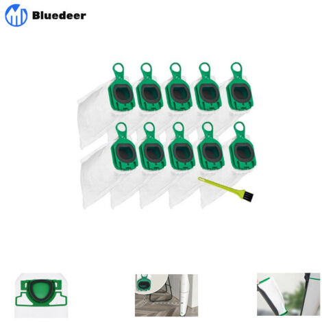 10 Sacs d'Aspirateur pour Vorwerk Kobold VB100 VB 100, Sac À Poussière de Rechange pour Vorwerk Kobold FP100 FP 100 Aspirateur