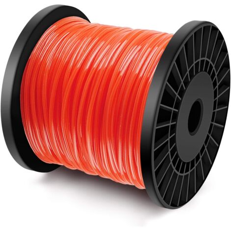 Bobine de tondeuse Fil de coupe 5 tranchants en nylon 2.4 mm x 100 mètres Orange Rouge