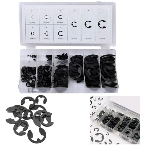 Anneaux à Ressort Kit 300 Pcs Assortis Anneaux à Ressort Rondelles E-clips (1/5)