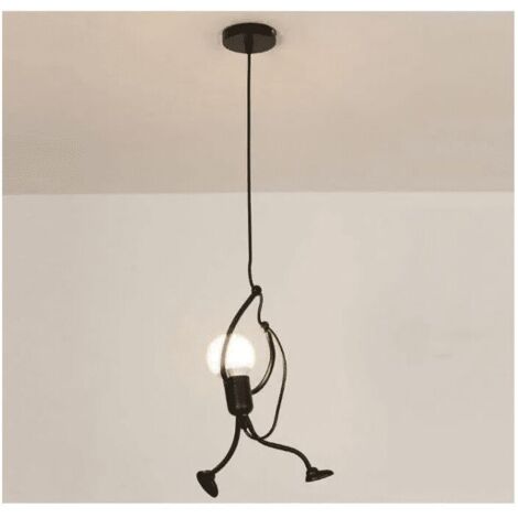 Trimec – Lampe suspendue moderne en métal noir D26 × H140 cm – Finition peinture noire – Compatible E27 – Lumière ambiante pour chambre enfant
