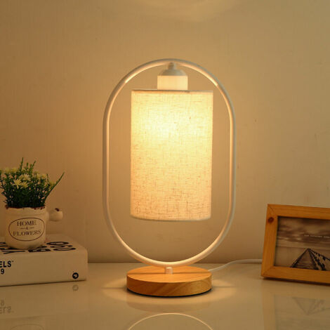 Jalleria – Lampe de table LED tactile 12x35cm – Abat-jour tissu noir et blanc – Gradateur tactile – Compatible E27 – Pour chambre et bureau