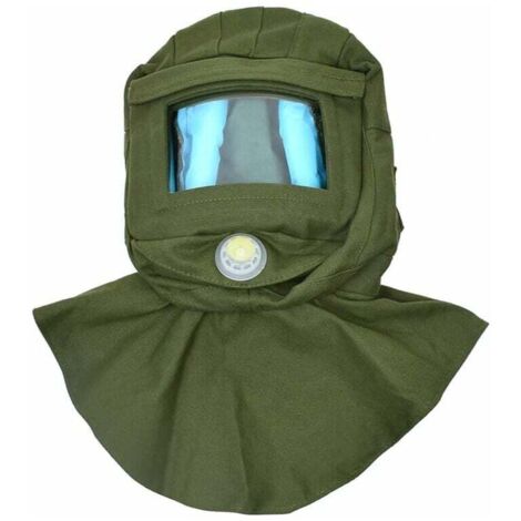 Cagoule de sableur, pare-brise/masque de sableur, masque de protection contre la poussière (vert) (1/5)