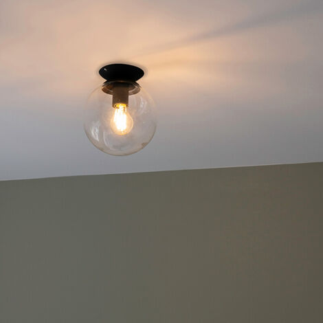 Qazqa – Plafonnier Art déco transparent 1 lumière Ø 200 mm – Culot E27 – IP20 – Pour salon, chambre, cuisine, salle à manger (1/5)