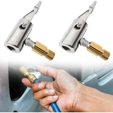 Lntyq 2 Pièces Adaptateur De Embout Gonfleur, Adaptateur Valve de Air Pompe, Adaptateur de Valve de Pneu de Voiture, Adaptateur De Mandrin À Air avec Clip, Embout Gonflage Pneu Voiture Portable
