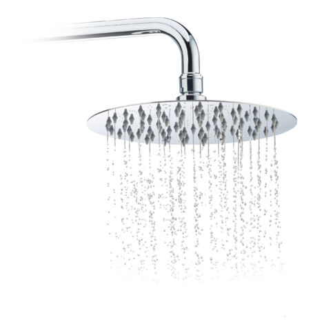 Relaxdays Pommeau de douche rond pluie tête de douche 200 mm pomme en inox effet miroir brillant, argenté