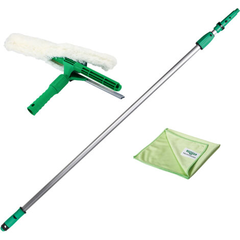 Unger Fensterreinigungs-Set 1,25 m + Fensterwischer, Verlängerungsstange, Tücher