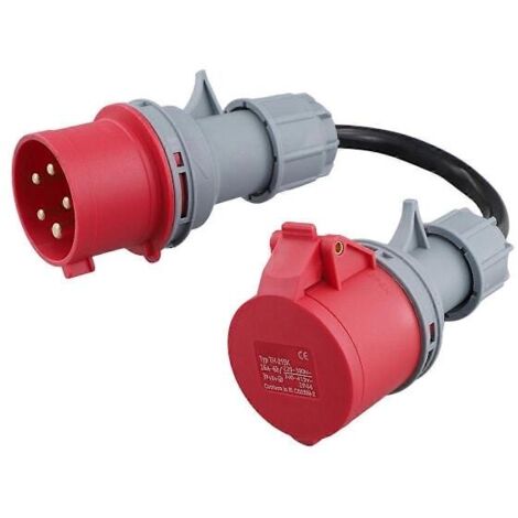 5-poliger CEE-Adapter (rot), 32-A-Stecker auf 16-A-Buchse, Gen-Ev-Ladegerät, Verlängerungskabel, 400-V-Stecker