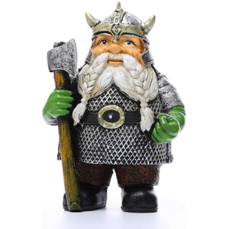 Beste Geschenkidee: Nordische Wikinger-Zwergenstatue aus Kunstharz für den Garten