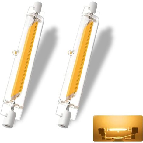 Lntyq Ampoule R7S LED 118mm Dimmable 20w, R7S LED 118mm Haute Lumière COB Remplacer Lampe Halogène, Blanc Chaud 3000K,2000LM, Éclairage à Faisceau 360°, Pack de 2