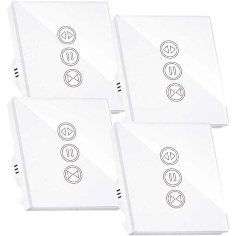 ZVD-Interrupteur Volet Roulant Connecté, Interrupteur Volet Roulant Wifi,Compatible Avec Alexa/Google Home, Interupteur Connecté Tactile Rétro Éclairage Peut Éteindre Led Timer App Contrôle,4PCS (1/4)