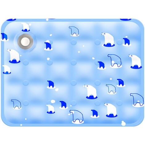 Tapis Rafraîchissant Chien,Coussin rafraichissant pour chien Injection d'eau,Tapis Refroidissement chat Matelas,40x50cm,Ours polaire bleu clair (1/5)