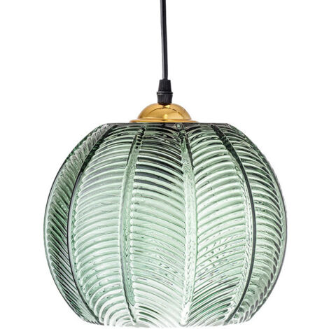 Litzee – Suspension luminaire cuisine E26 – Abat-jour en verre vert 25 cm – Hauteur réglable 150 cm – Voltage 110-240V – Compatible plafonds inclinés