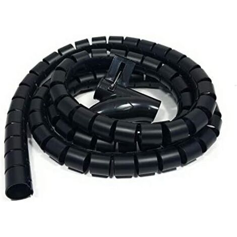 Goulotte de câbles de bureau 3 m, gaine de protection de câbles, tube d'enroulement de stockage, gaine spiralée flexible, convient pour câble de 22 mm - noir (1/5)