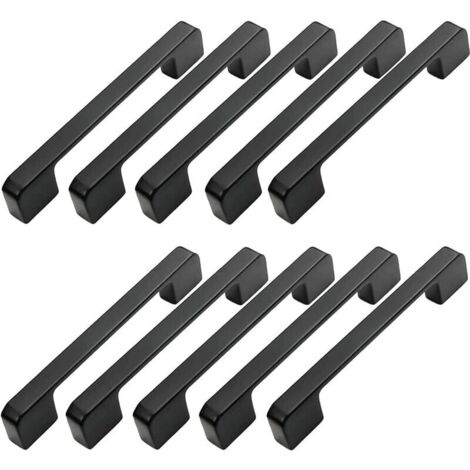 Dpzo – Lot de 10 poignées de meuble 96mm – Alliage aluminium noir – Vis incluses – Pour placards et tiroirs modernes - 96mm-INHHUB (1/5)